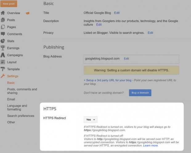 Google ยกระดับความปลอดภัยปรับใช้โปรโตคอล HTTPS บนโดเมน blogspot ทั้งหมด